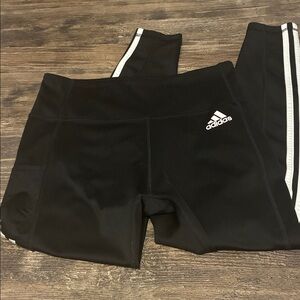 Adidas Black Leggings with White Stripes